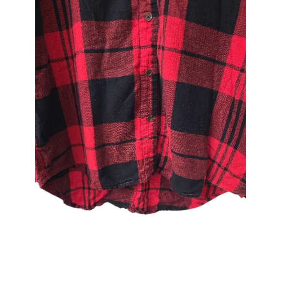 Old Navy Red Black Plaid Boyfriend Button Down Shirt Women's M - Picture 5 of 7